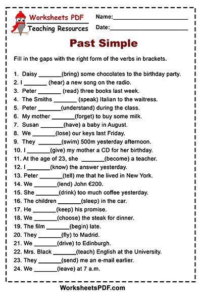 Irregular Verbs Worksheets For Grade K Learning Verbs Worksheets Verb Tenses Worksheets