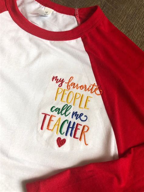 Embroidered Teacher Shirt Best Teacher Christmas T Etsy Teacher