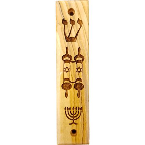 Shema Torah Scroll Menorah Olive Wood Mezuzah Logos Trading Post