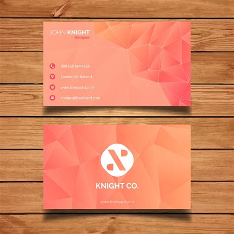 Free Vector Orange Business Card With Polygonal Shapes