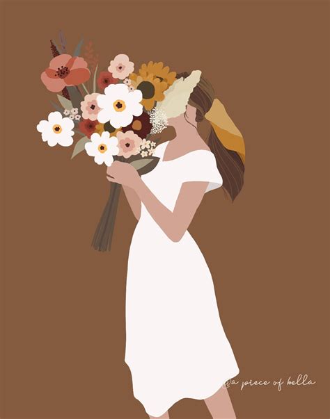 Girl With Flower Illustration Woman Illustration Print Etsy New Zealand