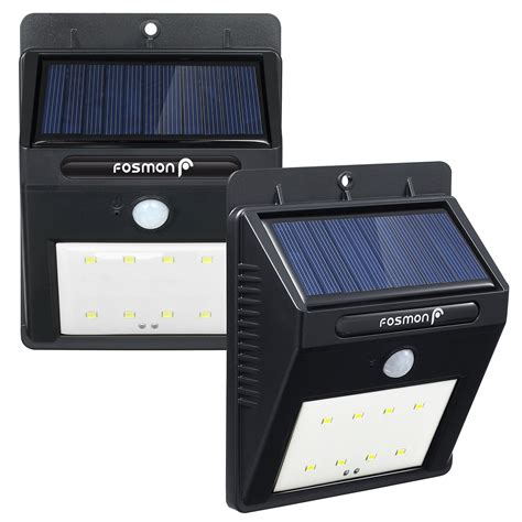 Solar Motion Sensor Light 8 Led 2 Pack Fosmon 200 Lumen Waterproof