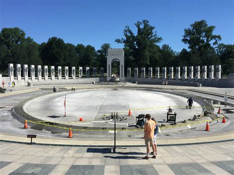 World War Ii Memorial Pools Drained For Replacement Of