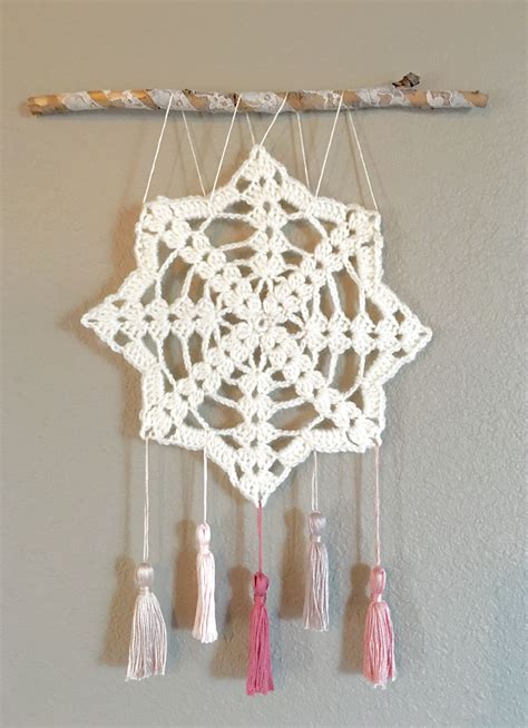 Crochet Wall Hanging Wall Decor Doily Art Shabby Chic Wall Art With