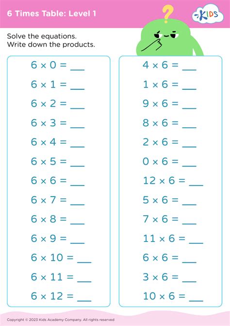 6 Times Table Fun Worksheets Elcho Table