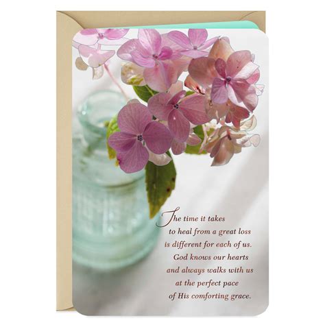 God Is With You Floral Vase Religious Sympathy Card Greeting Cards