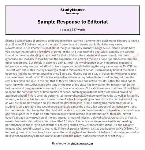sample response to editorial free essay example