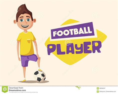 Little Football Player Cartoon Vector Illustration Stock Vector