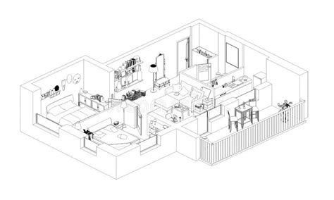Line Drawing Apartment Floor Plan Stock Illustration Illustration Of