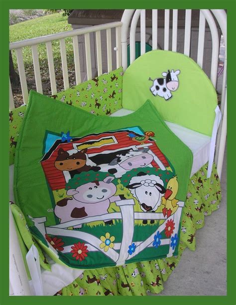 Comforter, crib sheet, bumper, dust ruffle and diaper stacker. baby farm animals crib blankets | NEW baby crib bedding ...