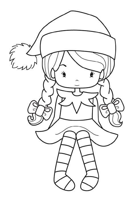 Christmas Girl Elves Coloring Pages Coloring Pages