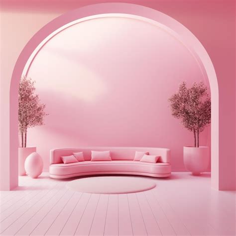 Premium Ai Image Minimal Concept Interior Of Living Pink Tone On Pink