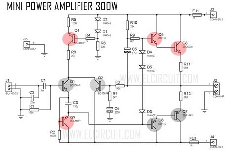 Power amplifier circuit diagram is still less by looking at the circuit that was so below, the finished circuit has been added with gains, using two jrc4558 ic the picture ic where it can be seen below. Mini Amplifier with High Power Output - Electronic Circuit