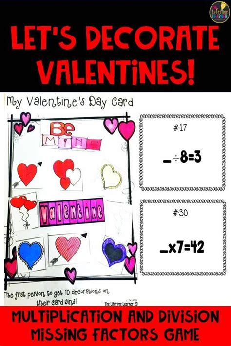 Valentines Day Multiplication And Division Missing Factors Winter