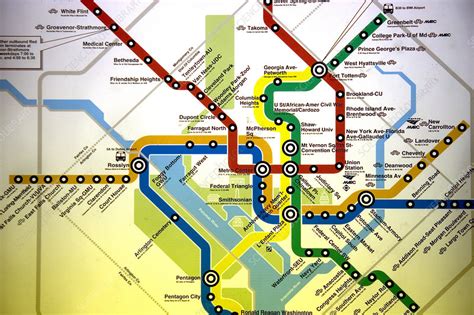 Map Of Washington Dc Metrorail System Stock Image C0018000