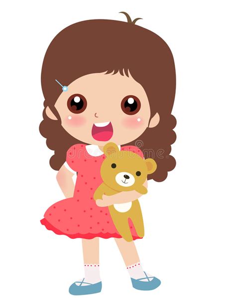 Girl And Teddy Bear Stock Vector Illustration Of Lovable 7394203