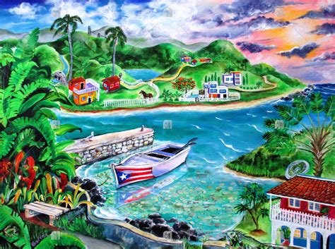 Isla Del Encanto Heart Of The Island Of Puerto Rico Abstract Painting For Sale By Artwork By