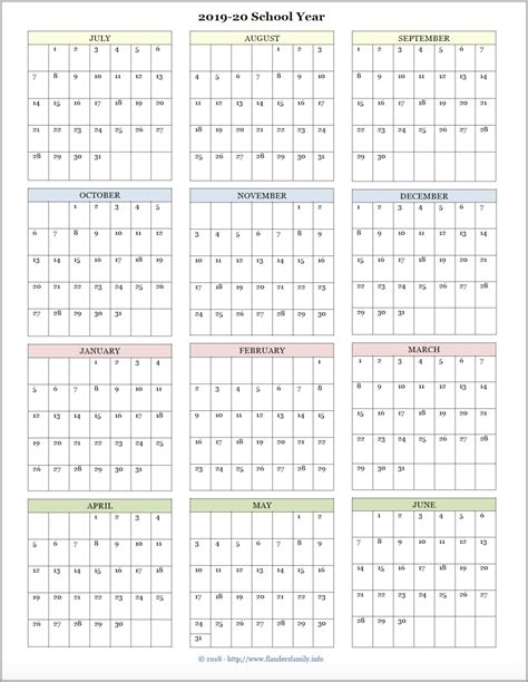 2019 2020 Printable Fill In Calendar