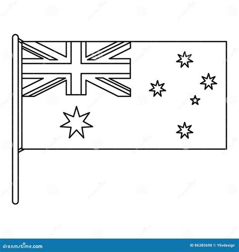 Australian Flag Icon Outline Style Stock Vector Illustration Of