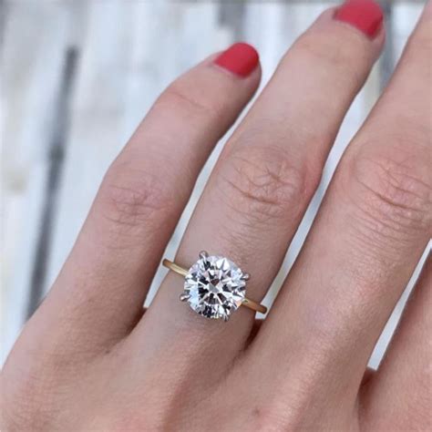 Whisper Thin With Hidden Halo In 2020 Thin Band Engagement Ring