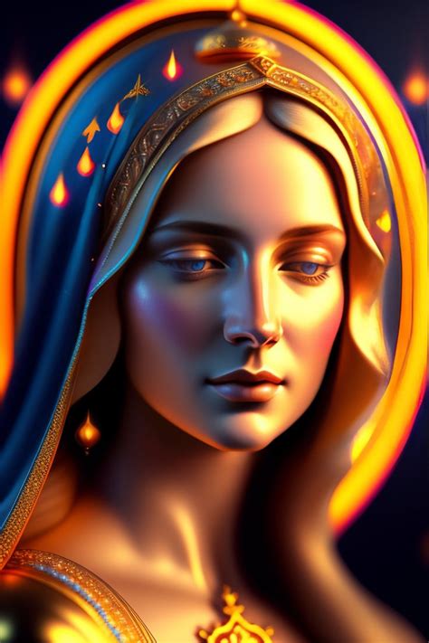 The Virgin Mary Is Depicted In This Digital Painting