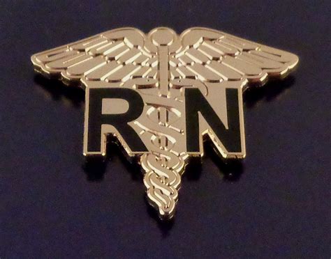 Rn Registered Nurse Caduceus Medical Insignia Gold Lapel Pin 1 X 125