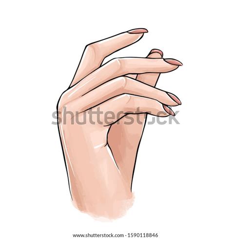 Vector Beautiful Woman Hand Nude Nail Stock Vector Royalty Free Shutterstock