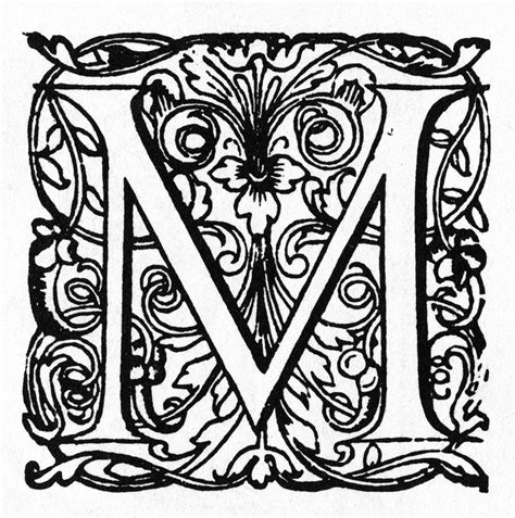 Initial M 17th Century Na Decorative Initial M With Floral
