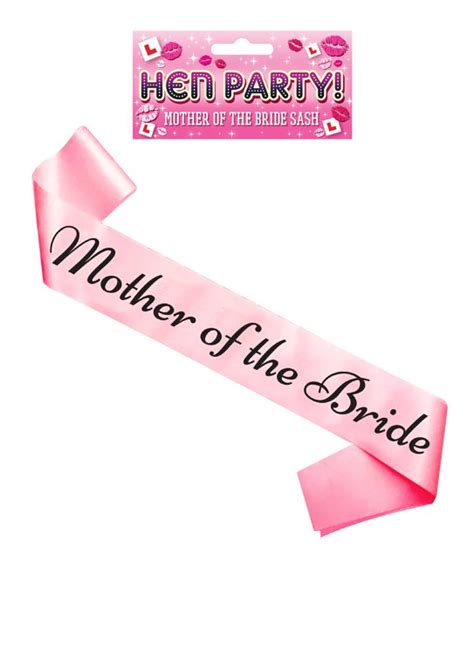 Mother Of The Bride Hen Party Sash Pink With Black Text Henbrandt Ltd