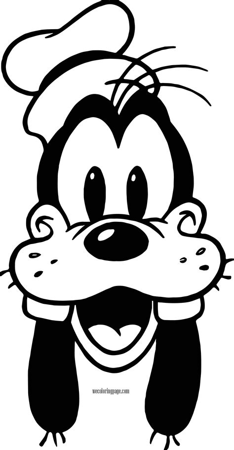Goofy Smile Face Black White Coloring Pages Goofy Drawing Disney