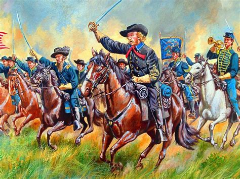 General Custer Leading The Cavalry Charge Civil War Artwork Civil