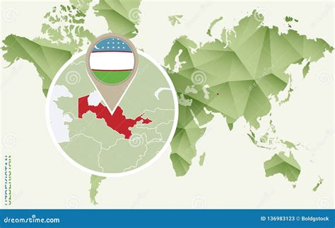 Infographic Per L Uzbekistan Mappa Dettagliata Dell Uzbekistan Con La Bandiera Illustrazione