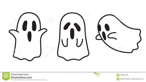 Ghost Icon Halloween Spooky Cartoon Illustration Character Doodle Stock