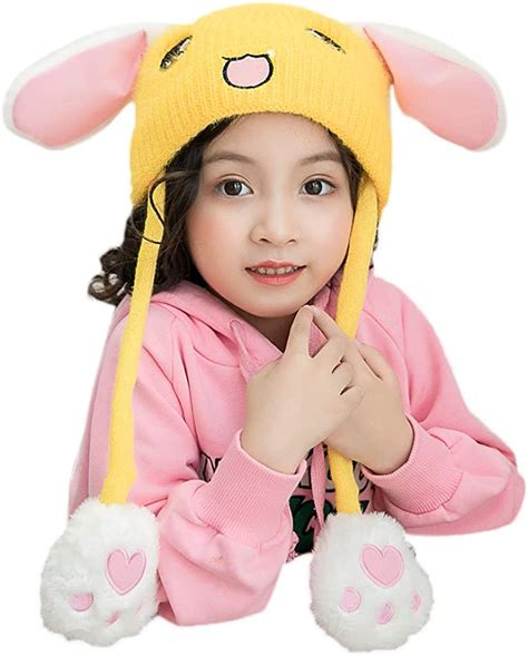 Plush Animal Hat With Moving Ears Cute Knitted Hat For Kids Beanie Cap