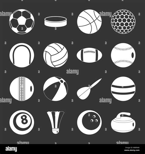 Sport Balls Icons Set Grey Vector Stock Vector Image And Art Alamy