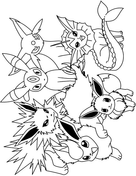 Printable Coloring Pages All Pokemon Eevee Evolutions Together Coloring