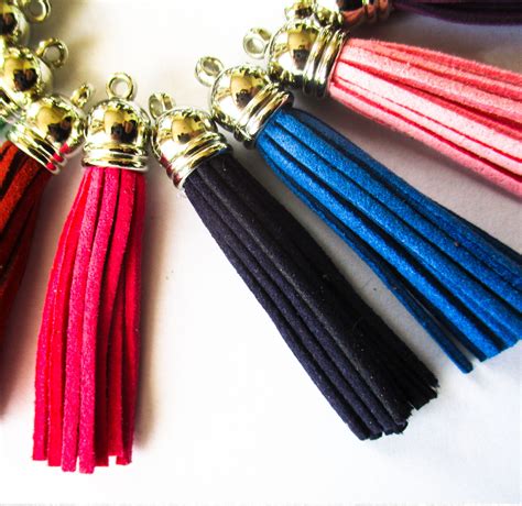 Fringe Tassels Silver Cap 38 Or 50mm Suede Mixed Colours Pkt 10 Jasz