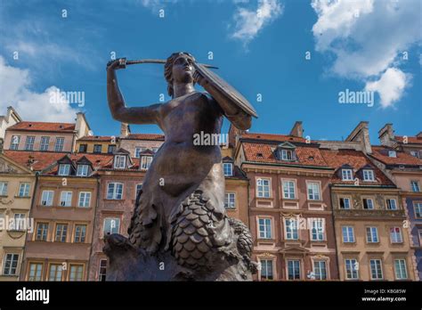 The Statue Of Mermaid Of Warsaw Polish Syrenka Warzawska A Symbol Of
