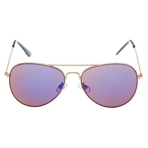 Grab a pair for you and friends. Rose Gold-Tone Mirrored Aviator Sunglasses | Claire's US