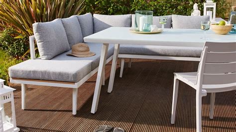 Free shipping on all orders over $35. Palermo White Right Hand Corner Garden Dining Bench in ...