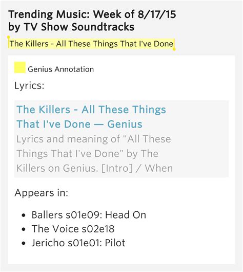 The Killers All These Things That Ive Done Trending