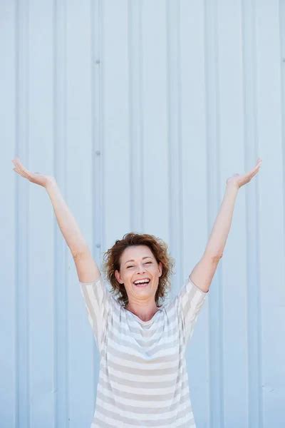 Woman With Outstretched Arms In Air Stock Image Everypixel