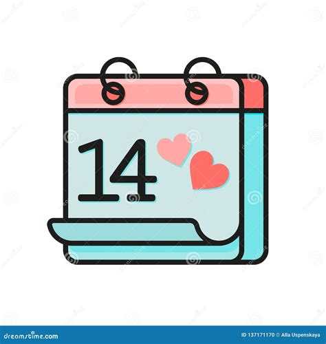 Valentines Day Calendar Flat Icon February 14 Of Saint Valentines Day