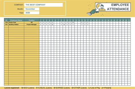 2021 Free Printable Attendance Sheet Attendance Sheets 2020 2021 By