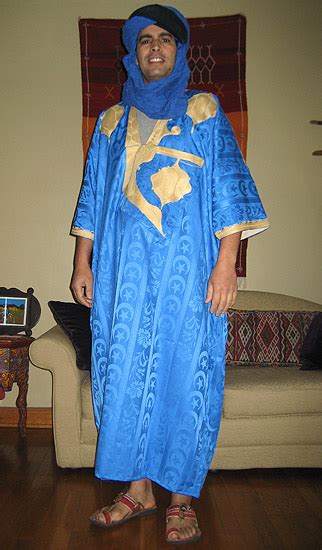 Blue Embroidered Saharan Gandora Mens Clothing From Morocco At