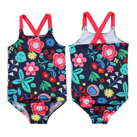 Cute Kids Baby Girls Swimsuit Floral Print Swimwear Summer Beachwear