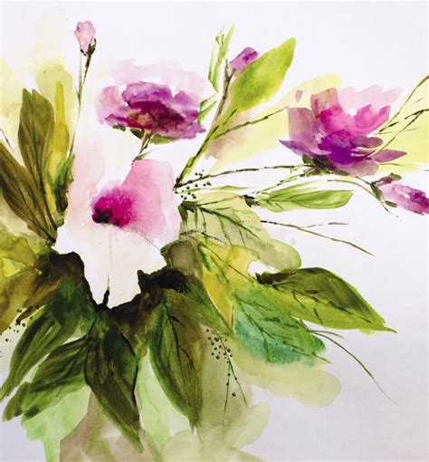 Abstract Painting Bright Flowers Original Handmade Watercolor