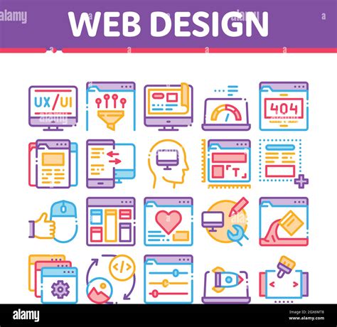Web Design Development Collection Icons Set Vector Stock Vector Image