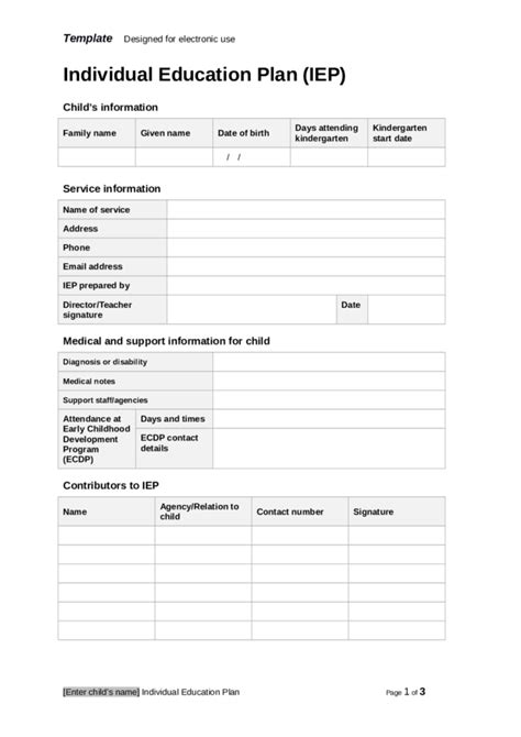 Individual Education Plan Iep Template Edit Fill Sign Intended