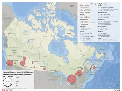 A Map Showing The Passenger Volumes At Each Of Canadas Major Airports